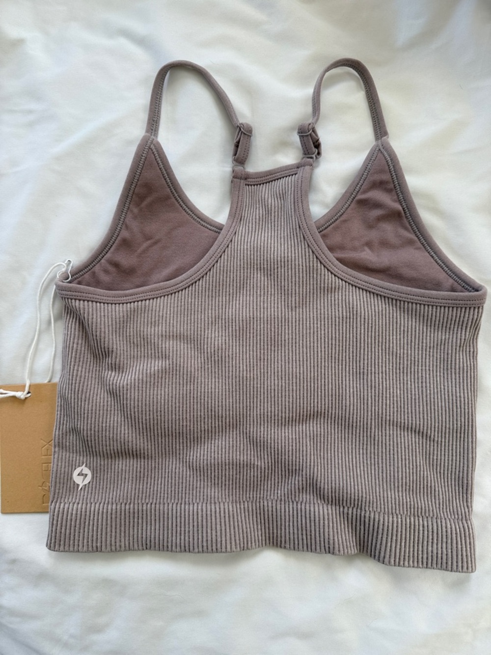 POPFLEX Ribbed Racerback Crop Tank - Mauve Taupe - Picture 3 of 4